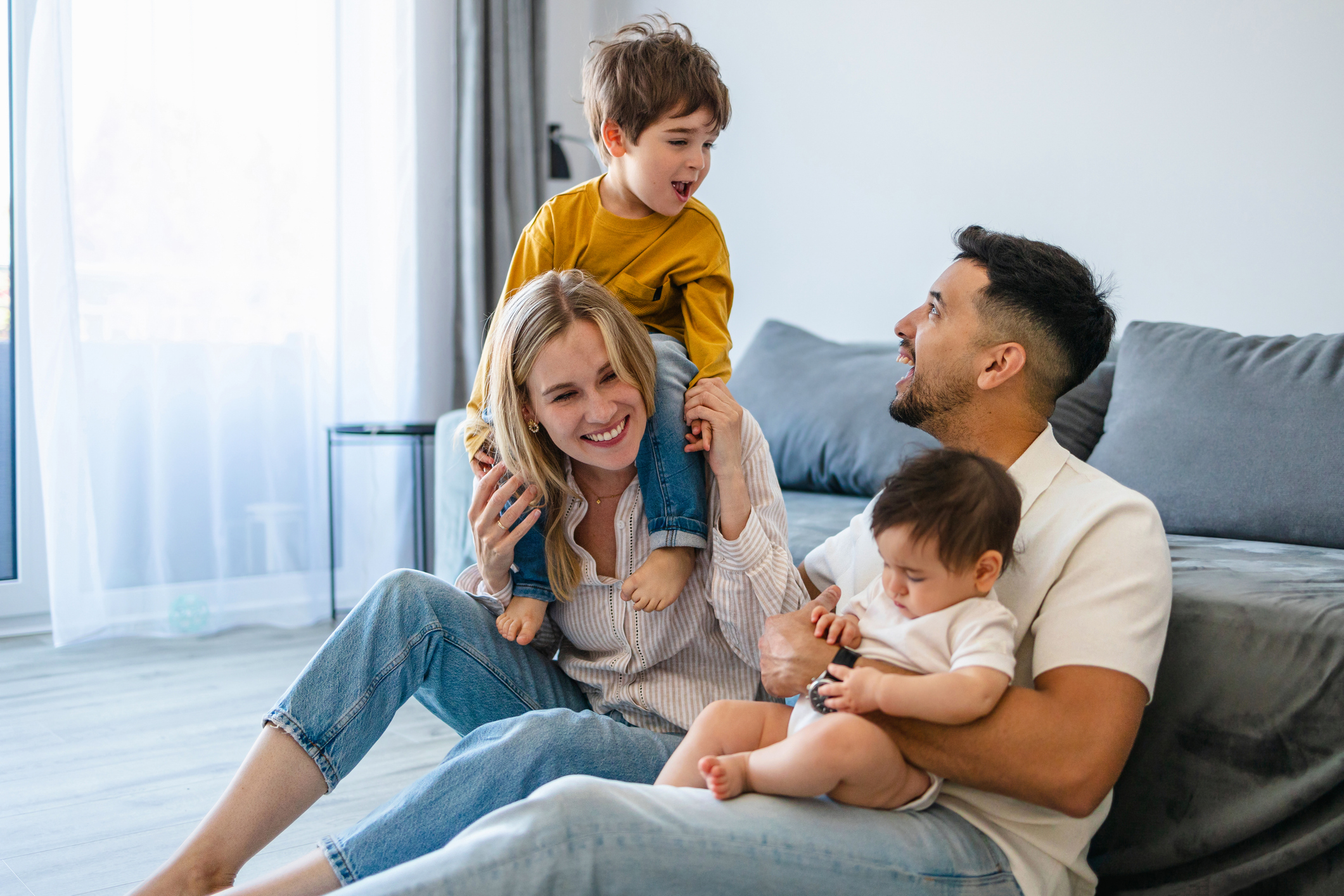 Young family with children
